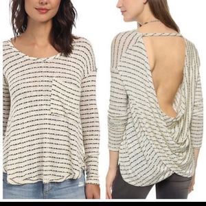 New Free People Ivory combo open back sweater larg